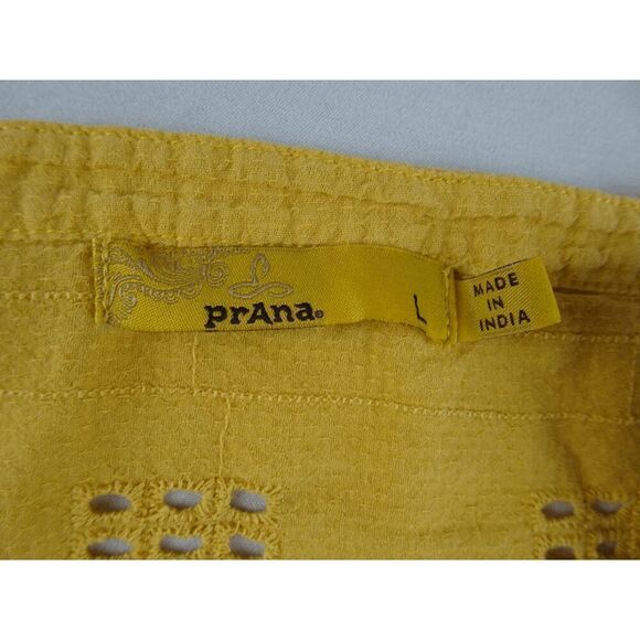 PrAna 100% Organic Cotton Women Yellow Top Size L - Picture 5 of 9